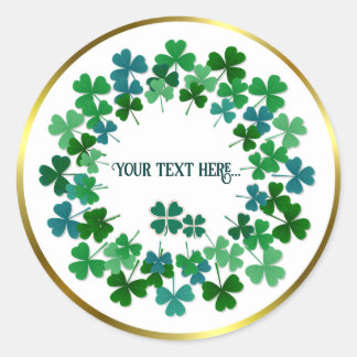 Adesivo Shamrock Circle  Custom Text Classic Round Sticker