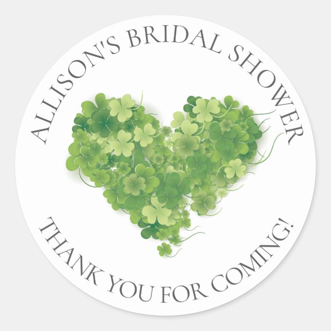 Adesivo Shamrock Heart Bridal Obrigado Chá Sticker (Frente)