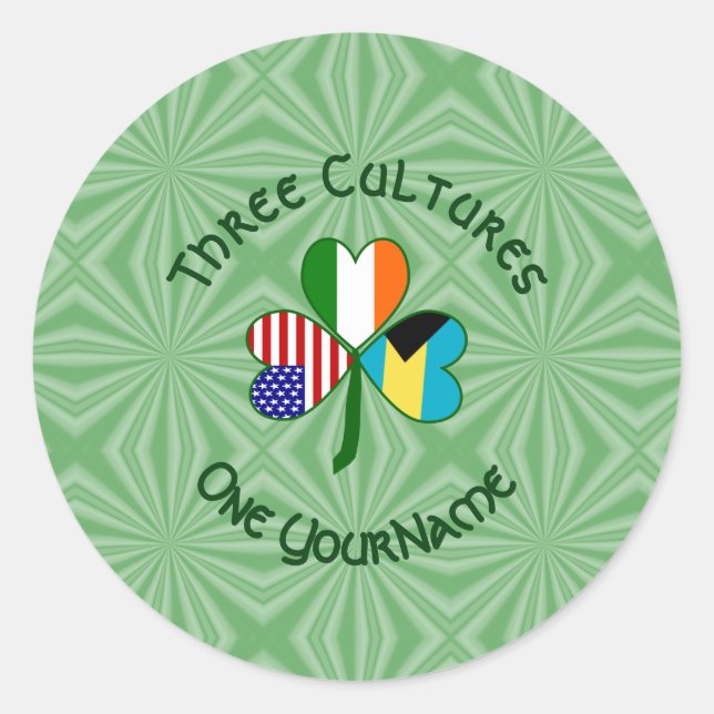Adesivo Shamrock Irlandês Americano Bahamiano Personalizad (Frente)