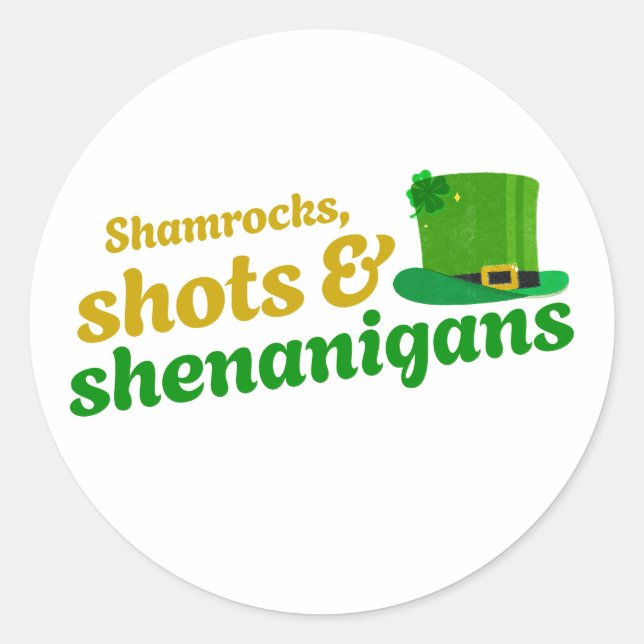 Adesivo Shamrocks, Shots e Shenanigans (Frente)