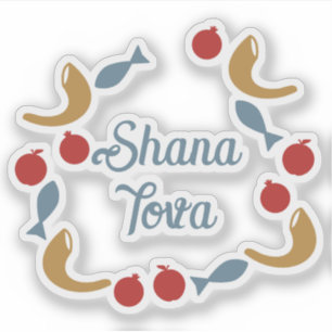 Adesivo Shana Tova wreath