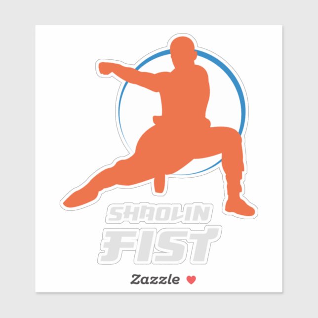 Adesivo Shaolin Fist Kung Fu Warrior (Folha)