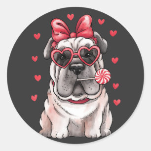 Adesivo Shar-Pei chinês doce com Dia de os namorados de pi