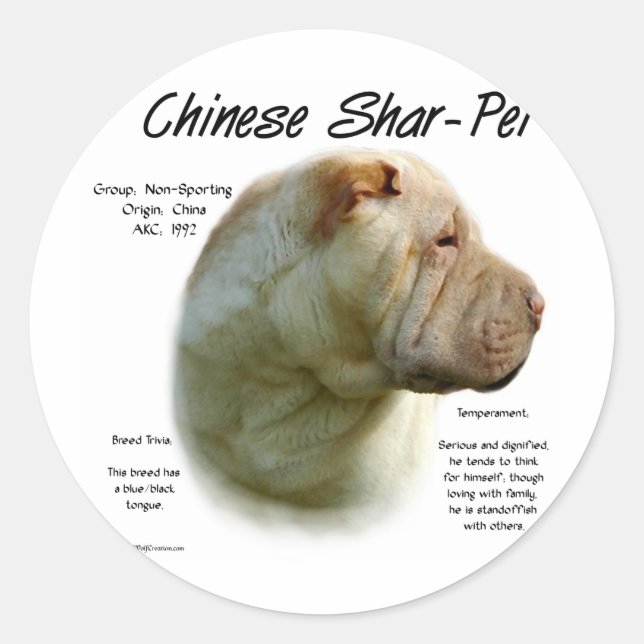Adesivo Shar Pei Chinês História; shar-pei Chinês (Frente)