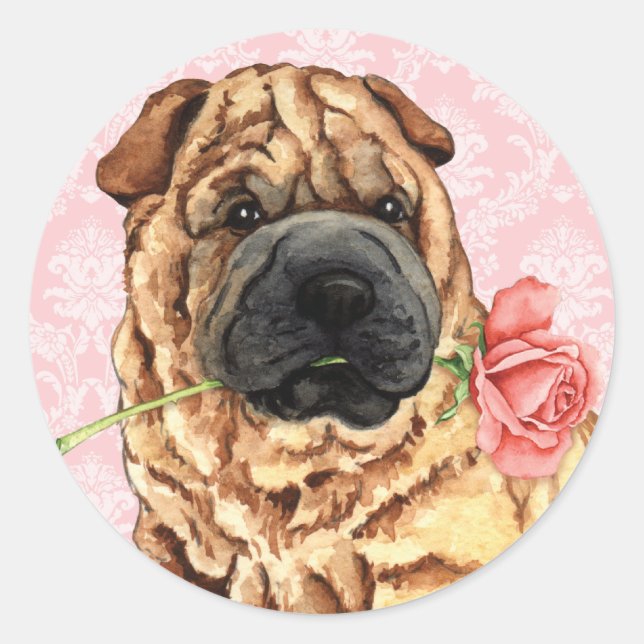 Adesivo Shar-Pei do Rosa namorados (Frente)