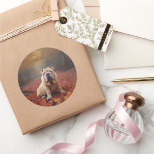 Adesivo Shar Pei no Outono Folhas Caem Inspiram
