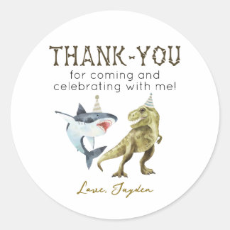 Adesivo Shark & Dinosaur Birthday Thank You