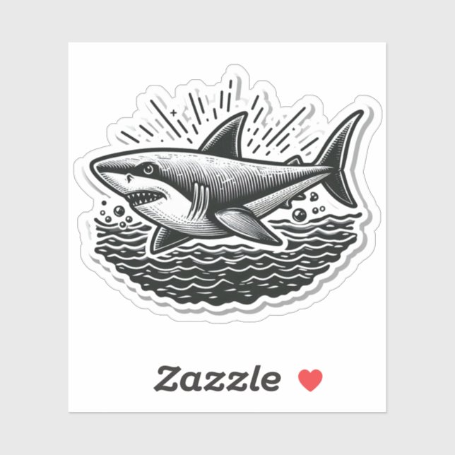 Adesivo Shark Drawing: Deep Water Sticker #7 (Folha)