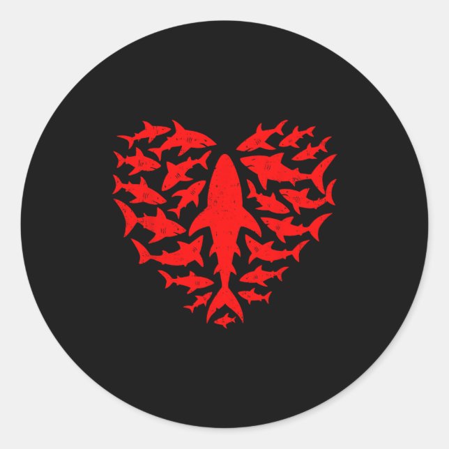 Adesivo Shark Heart Ocean Funny Valentines Day Men Women K (Frente)