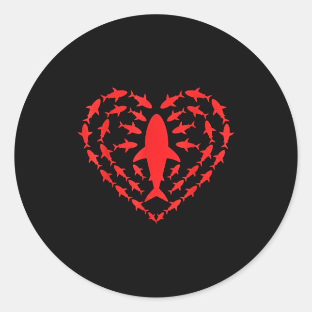 Adesivo Shark Heart Ocean Funny Valentines Day Men Women K (Frente)