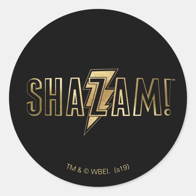 Adesivo SHAZAM! | Logotipo Dourado (Frente)