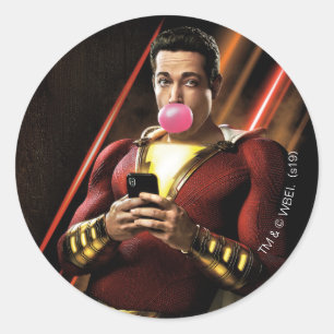 Adesivo SHAZAM! pastilha elástica de sopro de Shazam