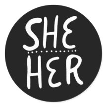 SHE / HER Pronouns BLack Handlettering Set of