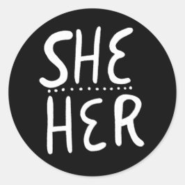 Adesivo SHE / HER Pronouns BLack Handlettering Set of