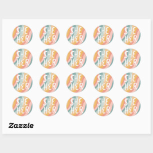 Adesivo She/HER Pronouns Rainbow Handlettering Sheet of