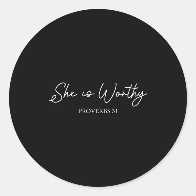 Adesivo She Is Worthy Proverbs 31 Christian Faith Quote  (Frente)