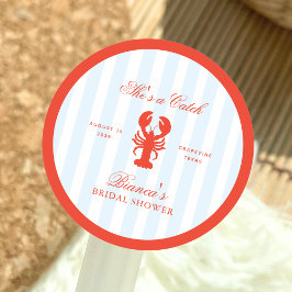 Adesivo She’s a Catch Lobster Red and Blue Bridal Shower
