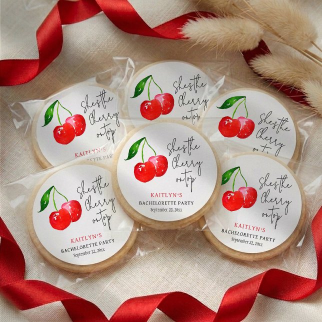 Adesivo She’s the Cherry on Top Bachelorette Party Favor (Criador carregado)