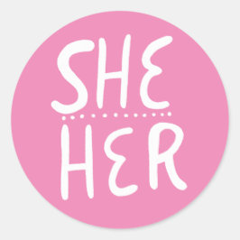 Adesivo SHE / SEU Pronouns Coleção de Manual Rosa de