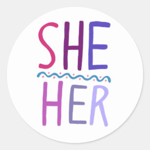 Adesivo SHE / SEU Pronouns Handlettering Conjunto de