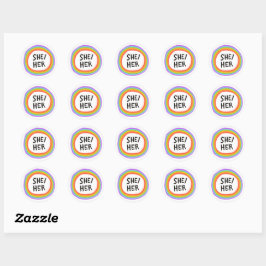 Adesivo SHE / Seus Pronounes Rainbow Handlettering Set of