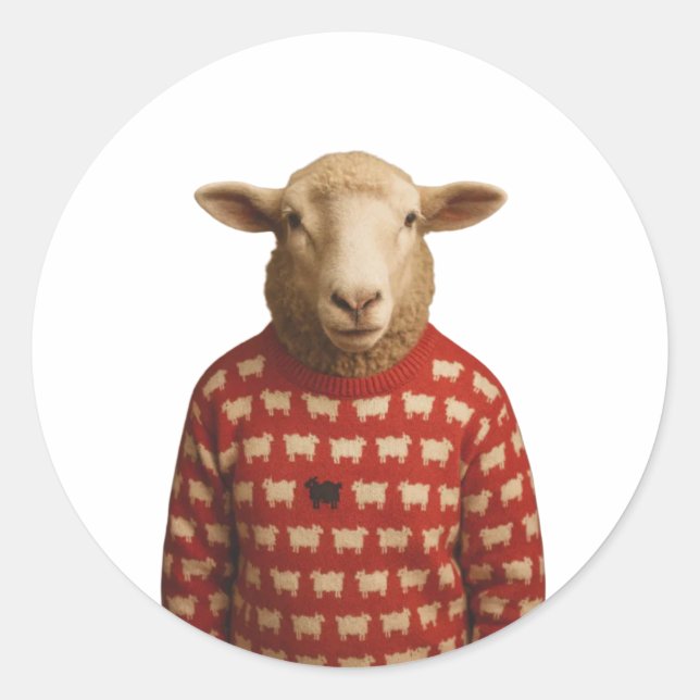 Adesivo Sheep Wearing Black Sheep Sweater (Frente)