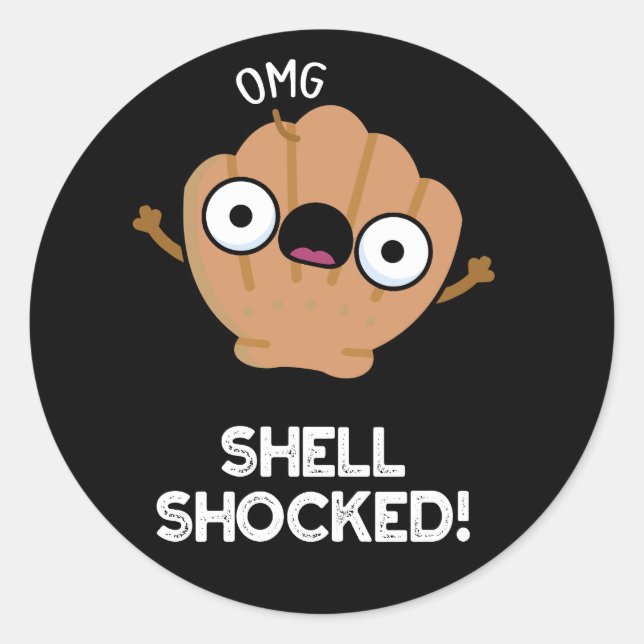 Adesivo Shell chocou Engraçado Engraçado Seashell Pun Dark (Frente)