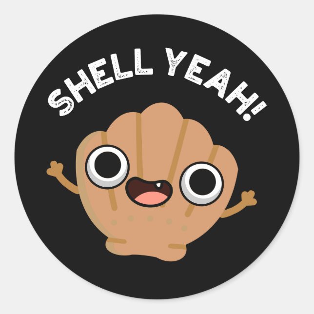 Adesivo Shell Sim Funny Seashell Pun Dark BG (Frente)