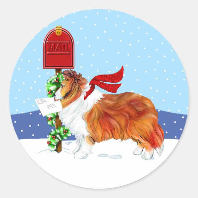 Adesivo Sheltie Christmas Mail Sable (Frente)