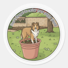 Adesivo Sheltie potted plant