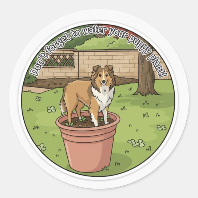 Adesivo Sheltie potted plant (Frente)