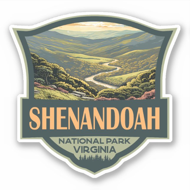 Adesivo Shenandoah National Park Illustration Viagem Retro (Frente)