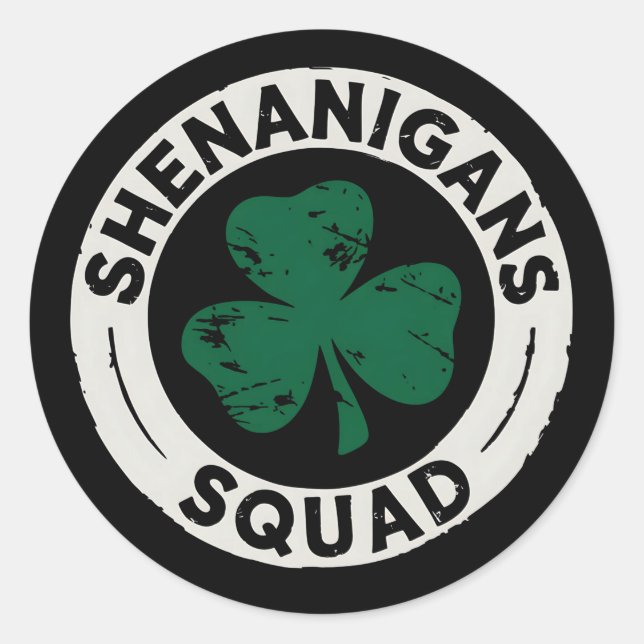 Adesivo Shenanigans Squad Dia de São Patrício Shamrock (Frente)