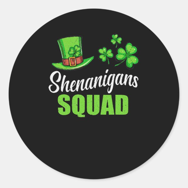 Adesivo Shenanigans Squad Dia de São Patrício Shamrock irl (Frente)