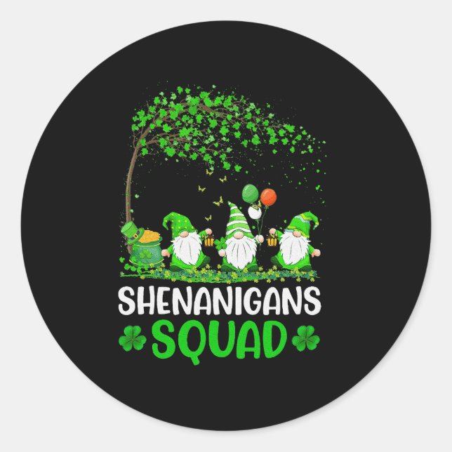 Adesivo Shenanigans Squad Gnome Shamrock Dia de São Patríc (Frente)