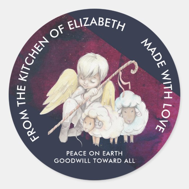 Adesivo Shepherd Angel com 2 Lambs Pastoral Kitchen (Frente)