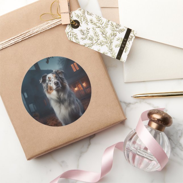 Adesivo Shepherd Halloween Assustado Australiano (Presentear)