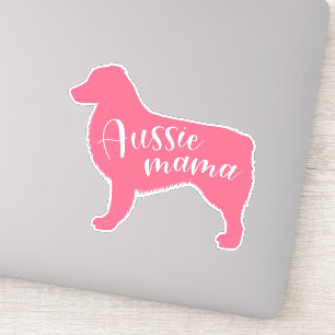 Adesivo Shepherd Silhouette "Aussie Mama" rosa australiano