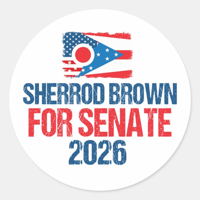 Adesivo Sherrod Brown for Senate 2026 Election Ohio Flag (Frente)