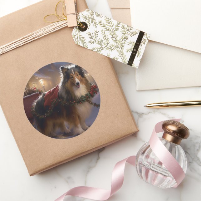 Adesivo Shetland Sheepdog Christmas Fesason Season (Presentear)