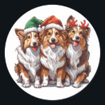 Adesivo Shetland Sheepdog do Natal<br><div class="desc">Uma bela ilustração dos Shetland Sheepdog vestida para o Natal. Perfeito para amantes de animais de estimação ou pais de cães durante o feriado.</div>