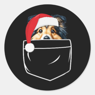 Adesivo Shetland Sheepdog Dog Santa Hopket de Natal F