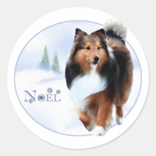 Adesivo Shetland Sheepdog Noel Sticker