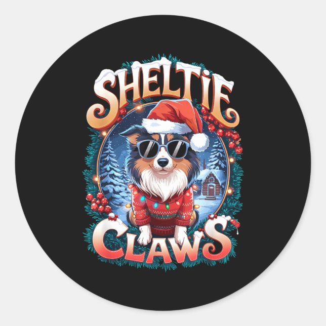 Adesivo Shetland Sheepdog Owner Costume Sheltie Claws Chri (Frente)