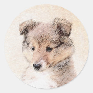 Adesivo Shetland Sheepdog Puppy Pintura Original