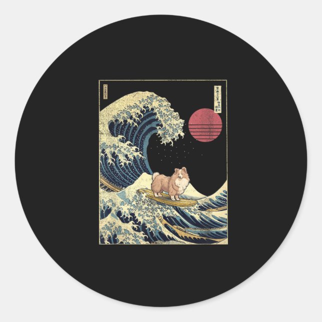 Adesivo Shetland Sheepdog Sheltie Japanese Kanagawa Wave F (Frente)