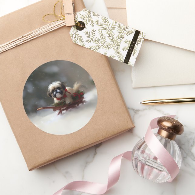 Adesivo Shh Tzu no inverno da neve de Natal (Presentear)