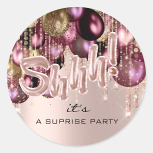 Adesivo Shhh! É a Surpresa Festa de aniversário Balões 