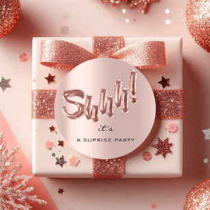 Adesivo Shhh! É o Surpresa Festa de aniversário Rosa