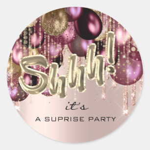 Adesivo Shhh! É o Surpresa Festa de aniversário Rosa